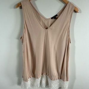 ELLA MOSS TAN TANK V-NECK LACE Large